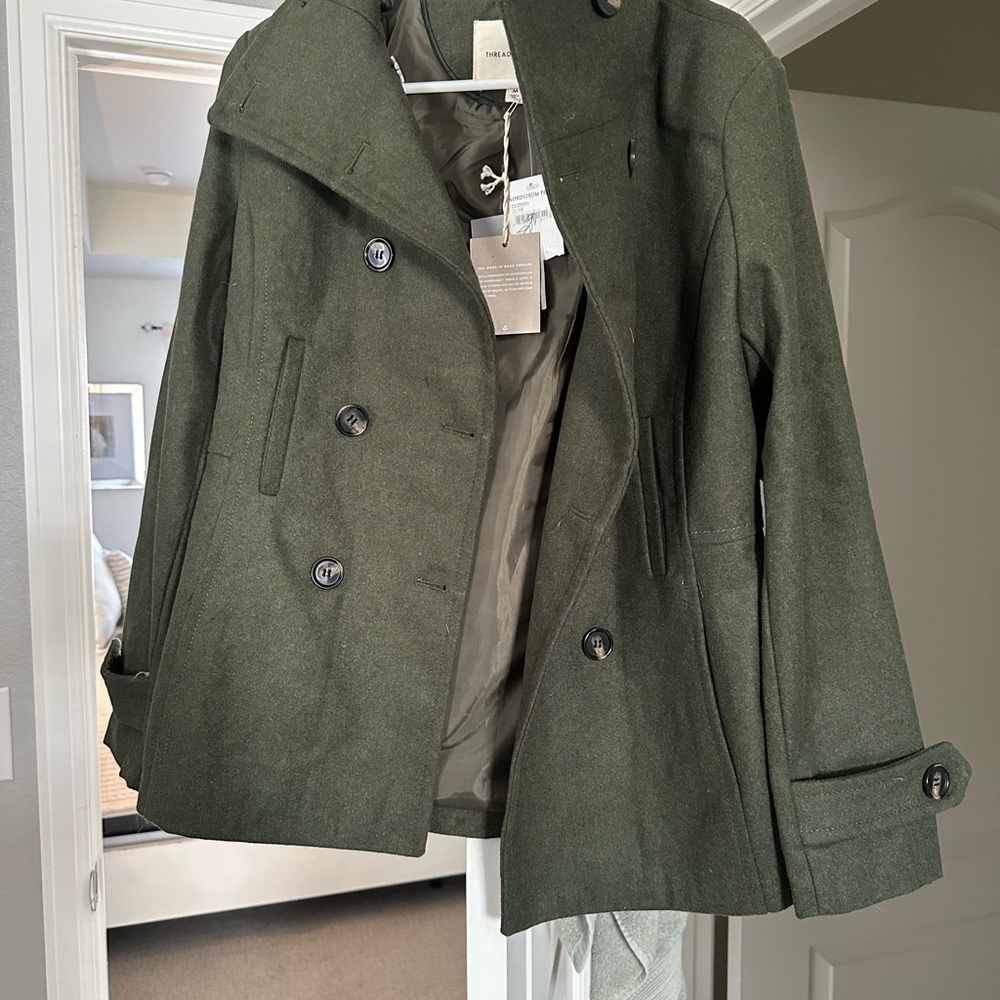 Olive Green Women's Peacoat